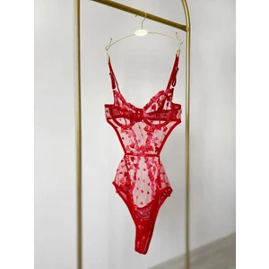Gece İncisi Kalpli Işlemeli Bodysuit