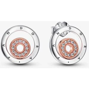 Poseidons Jewellery Signature Iki Renkli Logo Halka Çivi Küpe
