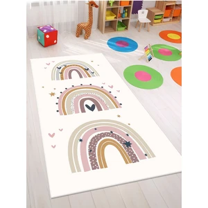 Pastel Tonlu Gökkuşağı Halısı Yıkanabilir Kaymaz Taban Çocuk Odası