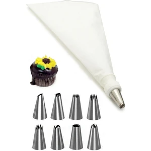 Krema Sıkma Torbası Seti 10 Parça Pasta Krema Kek Süsleme Torbası Paslanmaz Çelik Uçlu