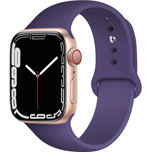 CaseWorld Apple Watch 2/ 3/ 4/ 5/ 6/ 7/ 8/ Se Uyumlu Kayış 38/ 40/ 41mm Yumuşak Renkli Silikon Large Kordon - Derin Mor