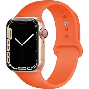 CaseWorld Apple Watch 2/ 3/ 4/ 5/ 6/ 7/ 8/ Se Uyumlu Kayış 38/ 40/ 41mm Yumuşak Renkli Silikon Large Kordon - Turuncu