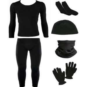 Mehmetçiğin Sesi Siyah Termal Içlik Takımı Polar Boyunluk Bere Eldiven Çorap Seti
