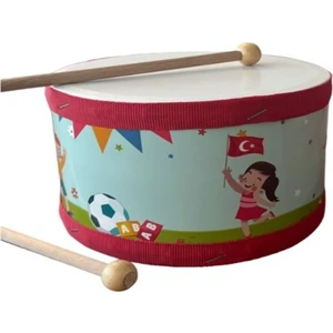 Türk Bayraklı Deri Askılı Çocuk Davulu 23NISAN Anaokulu,kreş,etkinlik,müsamere Batari,müzik Aleti 29ekim-19mayıs