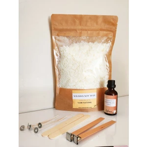 %100 Natürel Soya Wax Vegan Aromaterapi Mum Yapımı Seti 500GR Mum Yapma Başlangıç Seti Malzemeleri
