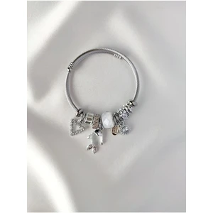 Charmlı Kadın Bileklik Balık Detay Beyaz Çelik Bileklik