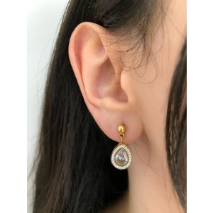 Kadın Çelik Küpe Su Damlası Zirkon Taş Kararmaz Kadın Küpe