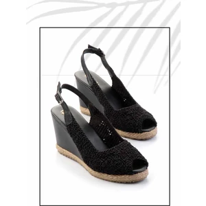 Siyah Örgü   Kadın Dolgu Topuklu Ayakkabı K01874055616