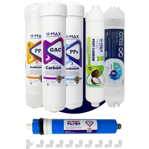 H-MAX Reverse Osmosis System Kapalı Kasa Su Arıtma Cihazı Membranlı 12'li Filtre Seti Süper Membran - A0059