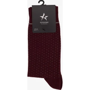ALTINYILDIZ CLASSICS Erkek Bordo-Gri Desenli Bambulu Soket Çorap