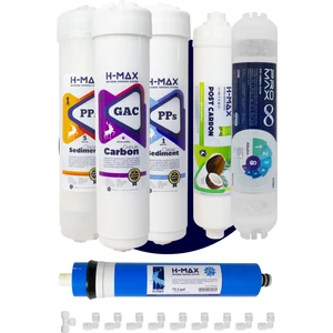 H-MAX Reverse Osmosis System Kapalı Kasa Su Arıtma Cihazı Membranlı 12'li Filtre Seti - A0057