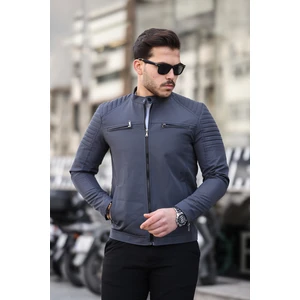 Mero Life Erkek Gri Su ve Rüzgar Geçirmez Slim Fit Astarlı Mevsimlik Mont