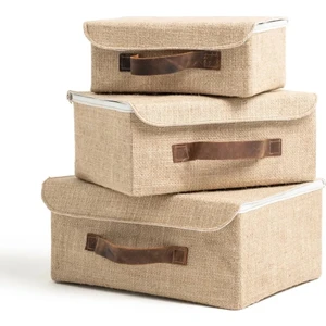 Jüt Kapaklı Dolap Içi Organizer Takı, Makyaj, Banyo, Ofis Düzenleyici Saklama Kutusu 30X23X13 cm