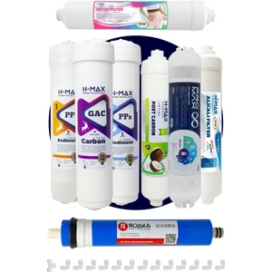 H-MAX Reverse Osmosis System Lg Membranlı Kapalı Kasa Su Arıtma Cihazı 8'li Filtre Seti - 0064