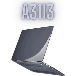 Apple Macbook Air M3 13.6 Inç 2024 M3 Çip A3113 Uyumlu Siyah Şeffaf Kılıf Koruyucu Sert Kapak Parlak