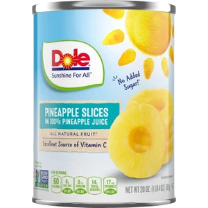 Dole Pineapple Slices In 100% Pineapple Juice 567G