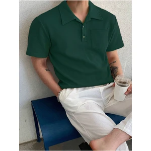 Genius Store Erkek Oversize Polo Yaka  Waffle T-Shirt  Poloyaka-Düğmeli