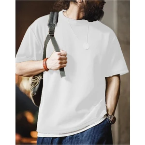 Erkek Oversize Bisiklet Yaka Kısa Kollu Waffle Tişört Waffle-Bisikletyaka