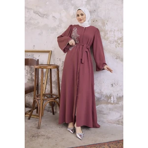 Lora Taşlı Abaya - Gül Kurusu