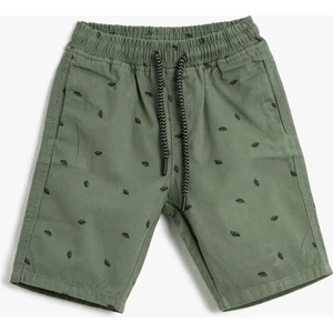 Şort Pamuklu Beli Lastikli Palmiye Baskılı