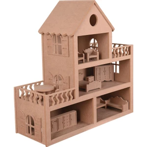 S.tkoleksiyonhobiantikaahşap Oyuncak Barbie Evi ( 15 Adet Minyatür Mobilya Takımı Ile Beraber )