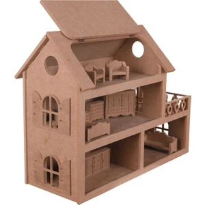 S.tkoleksiyonhobiantikaahşap Oyuncak Barbie Evi ( 15 Adet Minyatür Mobilya Takımı Ile Beraber )