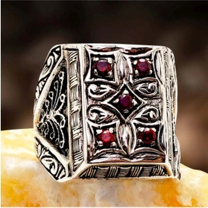 Erzurum Işi Özel Tasarım Erkek Gümüş Yüzük