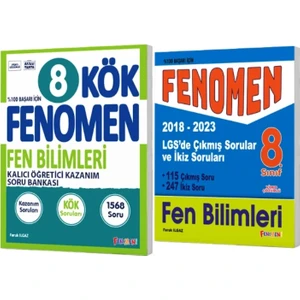 Fenomen Yayıncılık 8. Sınıf Kök Fen Bilimleri Soru Bankası - LGS Fen Bilimleri Çıkmış Sorular ve İkiz Soruları 2018-2023 2'li Set