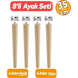 Ahşap (35 CM) Sehpa Masa Puf Tabure Tv Ünitesi Ayağı Ayakları M8 Civatalı Bağlantı Aparatlı 4'lü Set