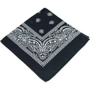 Herşey Nota 5 Adet Etnik %100 Pamuk Fular Bandana Siyah