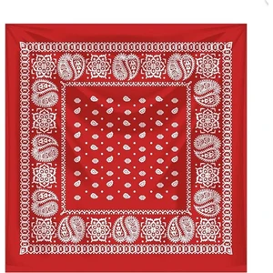 Herşey Nota Kırmızı Etnik Damla Desenli 55*55 Cm. Kare Pamuklu Fular %100 Pamuk
