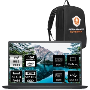Inspiron 15 3520 Intel Core I5 1235U 32GB 512GB SSD 15.6'' Fhd Freedos Taşınabilir Bilgisayar I352024052009U & Per4 Çanta I352024052009U58