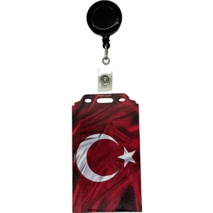 Sağlıkçı Shopping Türk Bayarğı Temalı Dikey Kart Kabı Kart Koruyucu