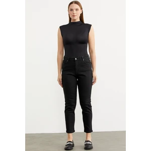 Likralı Fit Mom Jean - Siyah