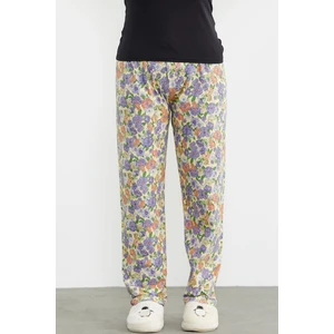 Desenli Viskon Pijama Altı - Sarı