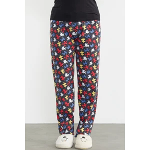Desenli Viskon Pijama Altı - Antrasit