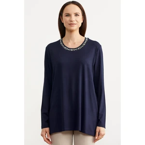 Büyük Beden Uzun Kol T-Shirt - Lacivert
