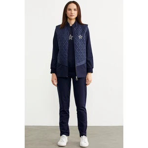 Kapitone Yelekli Üçlü Eşofman Takım - Lacivert