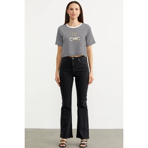 Ispanyol Paça Yüksel Bel Jean Pantolon - Antrasit