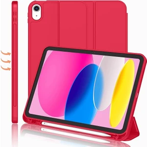 Apple iPad 10. Nesil 10.9 (2022) Kalemlikli Yatay Standlı Stromix Smart Kılıf ve Ekran Koruyucu A2696 A2757 A2777 A3162