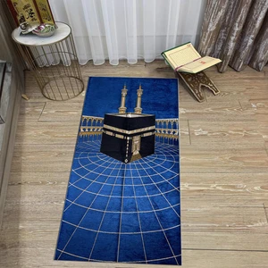 Viyana Home Dijital Baskılı Yıkanabilir Hediyelik Namazlık Seccade Halı, V-Seccade-48-Mavi,