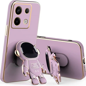 M.tk moveteck Xiaomi Redmi Note 13 Pro 5g Kılıf Astronot Standlı Sevimli Ayıcık Parlak Gold Kenarlı Altın Işlemeli Detaylı