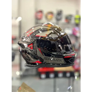 Skwal I3 Linik Parlak Siyah Kırmızı Ledli Kask Şeffaf Vizörlü
