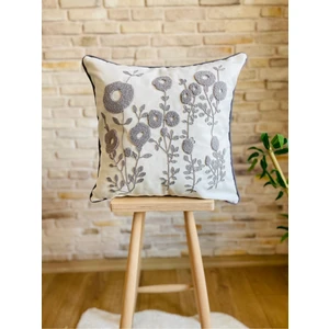 Home Punch Işlemeli Tekli Dekoratif Papatya Desen Kırlent Kılıfı (Panç)