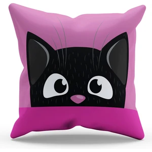 Çift Tarafı Baskılı Hide Kedi Desenli Süet Kırlent Kılıfı