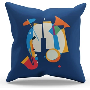 Çift Tarafı Baskılı Jazz Desenli Süet Kırlent Kılıfı