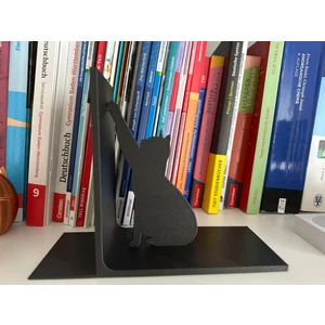 Design By Kara Kedi Figürlü Dekoratif Kitap Tutucu, Kitap Desteği, Kedili Kitaplık Süsü
