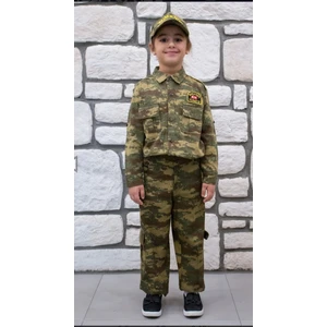Unisex Kahverengi Asker Kostümü Çocuk Kıyafeti
