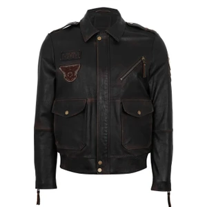 Pietto Kahve Erkek Vintage Deri Biker Ceket