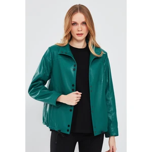 Lopez Kadın Yeşil Oversize Deri Ceket